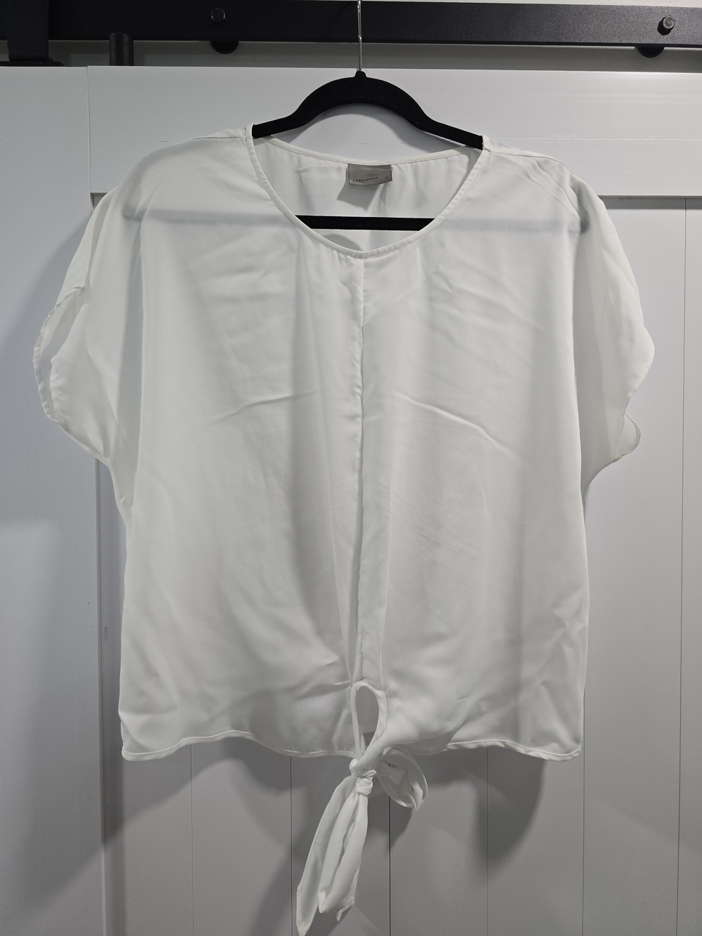 Vero Moda White Tie-Front Short Sleeve Top